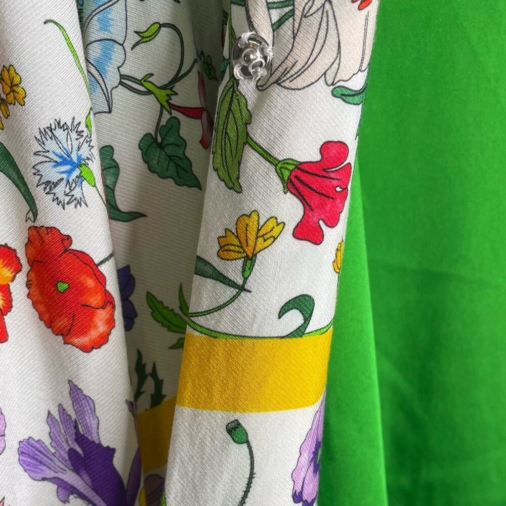 Floral Duster Jacket Long White Multi Colored Flo… - image 8